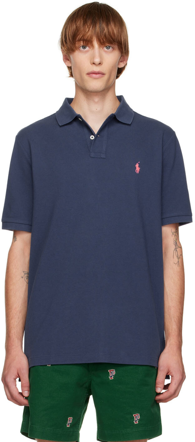 

Темно-синяя футболка-поло с вышивкой Polo Ralph Lauren
