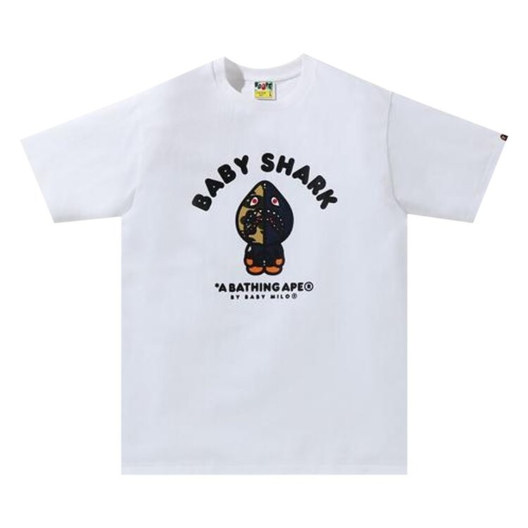 Футболка BAPE Baby Milo Shark College Tee 'White/Navy', белый