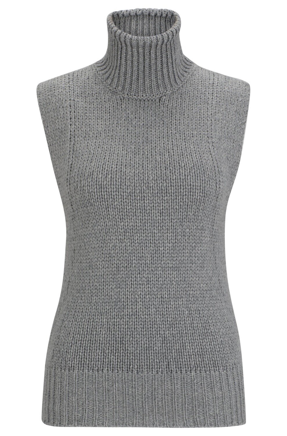 

Свитер Boss Cotton And Wool-blend Rollneck Vest, светло-серый