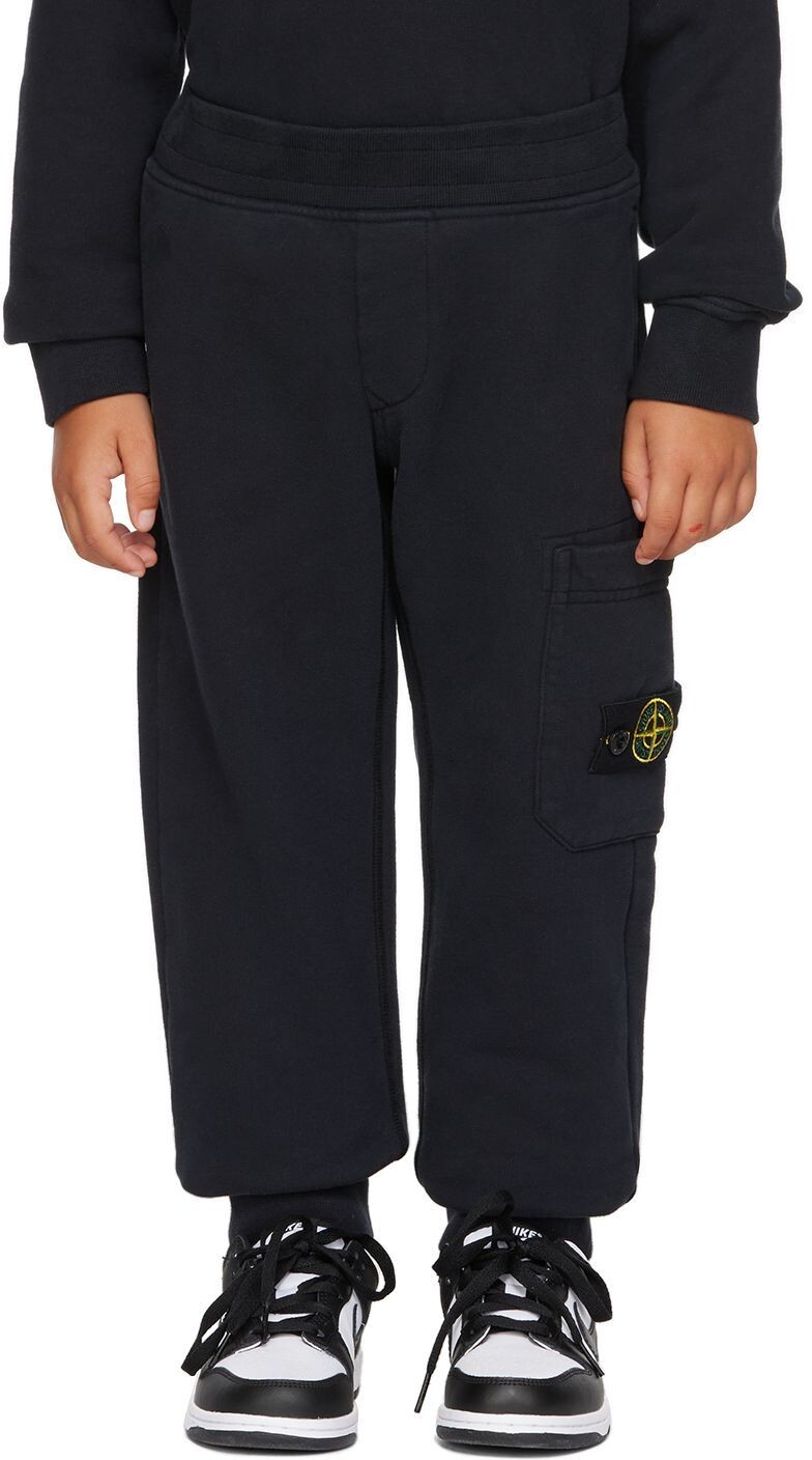 

Детские темно-синие хлопковые брюки для отдыха Stone Island Junior