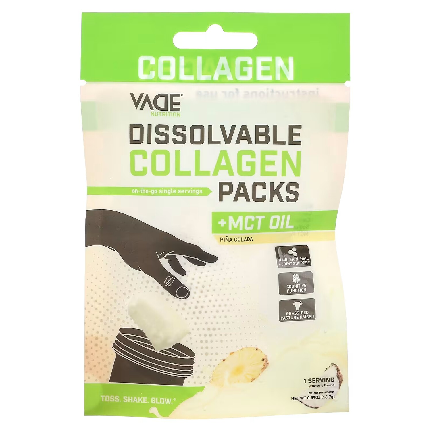 

Растворимые коллагеновые пакеты Vade Nutrition + масло MCT Pina Colada, 0,59 унции (16,7 г)
