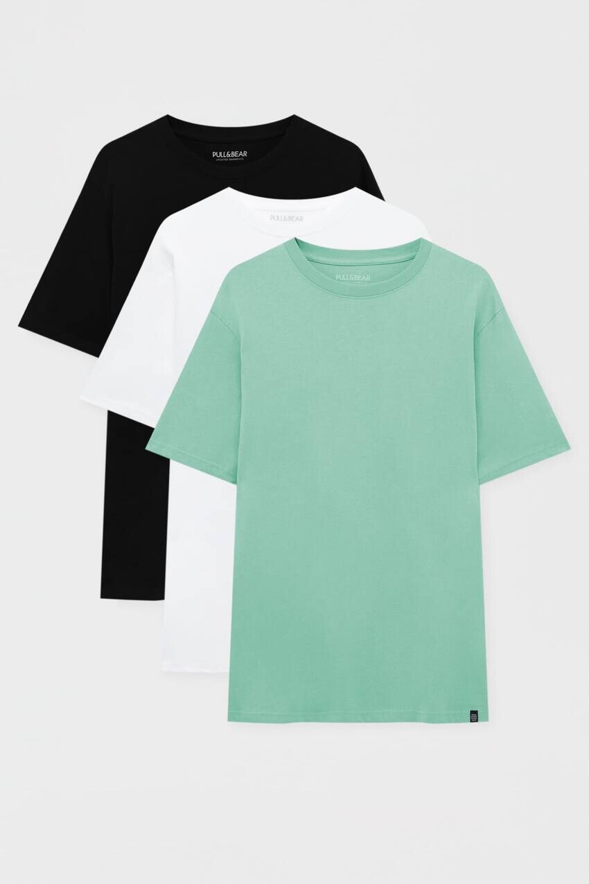 

3 комплекта базовых футболок Pull&Bear, аквамарин