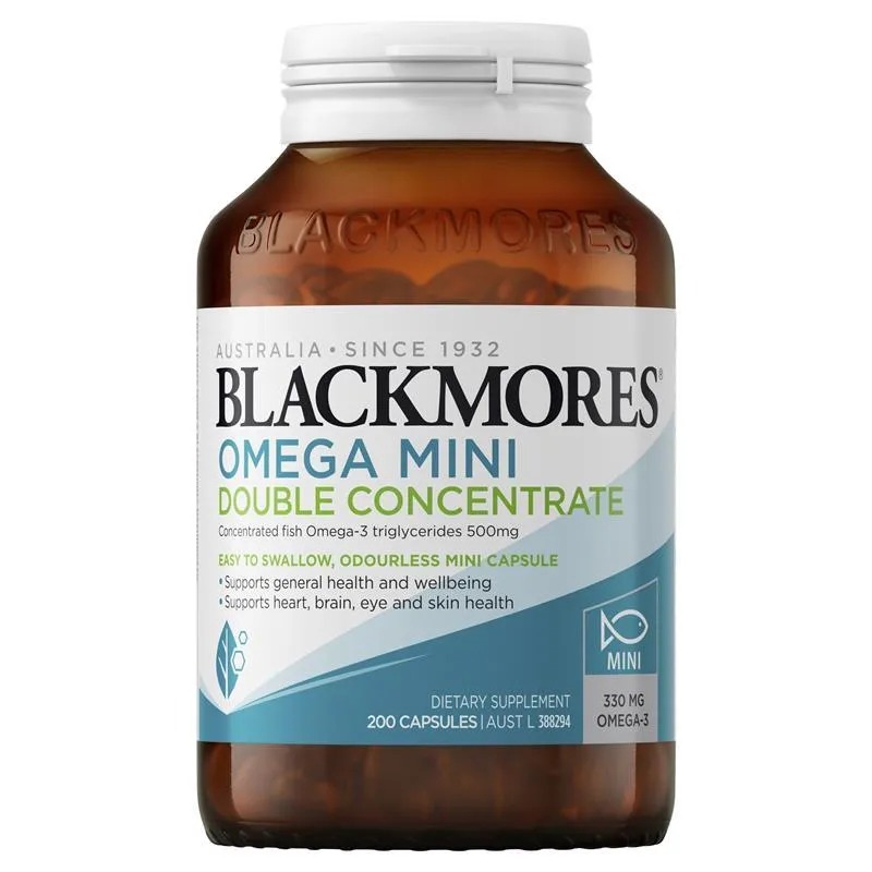 цена Пищевая добавка Blackmores Fish oil is very effective Omega Mini Double Concentrate, 200 капсул