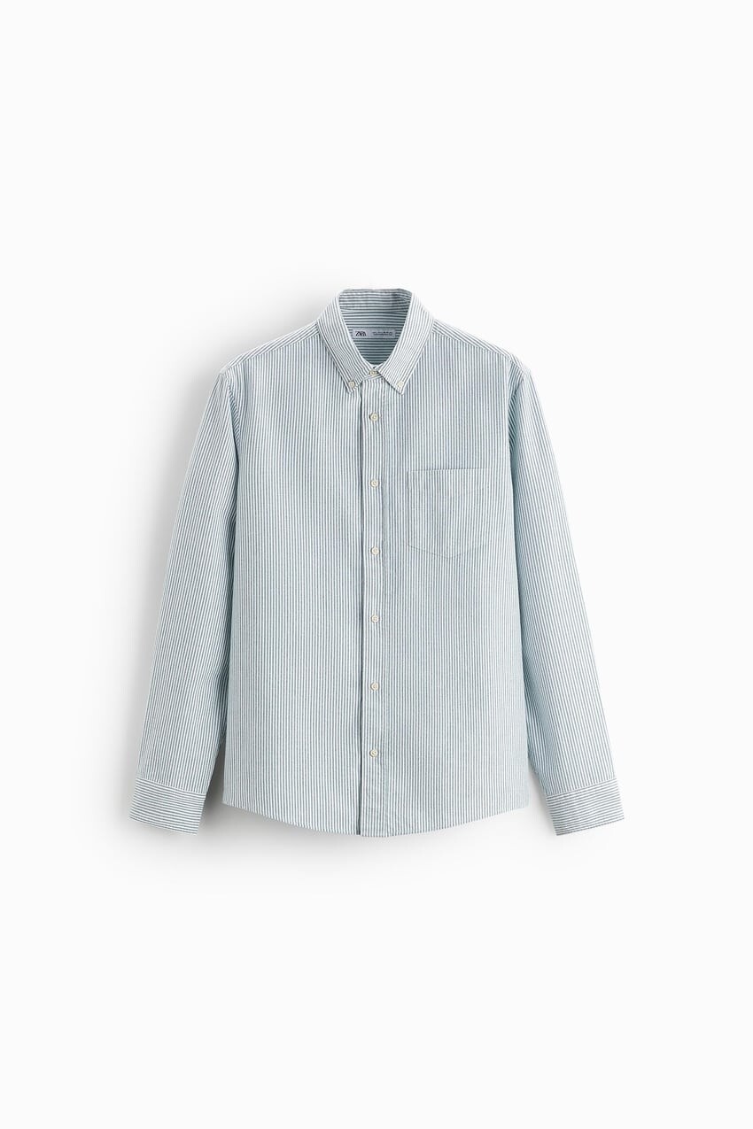 

Рубашка Zara striped oxford, зелёный