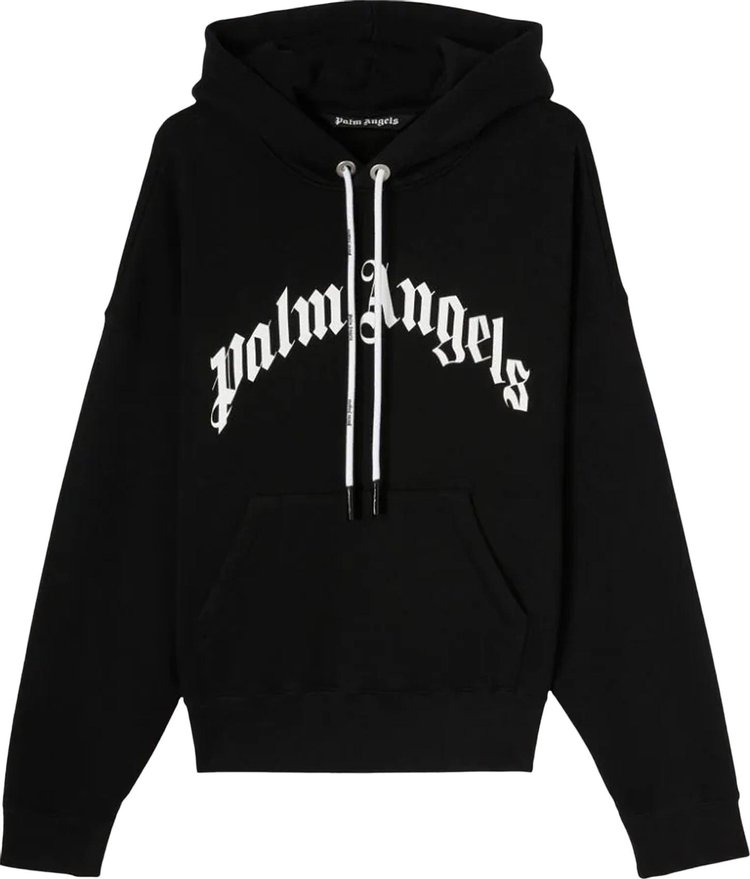 Худи Palm Angels Curved Logo Hoody 'Black/White', черный - фото