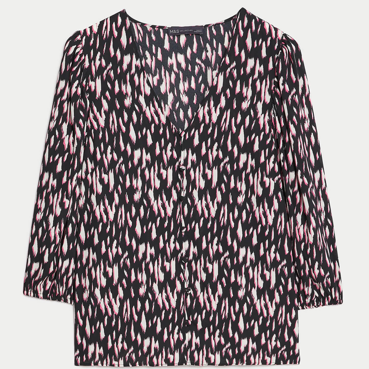 

Блузка Marks & Spencer Floral V-Neck Button Through, мультиколор