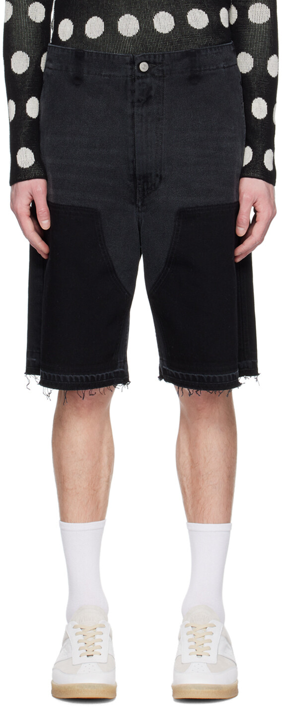 

Черные джинсовые шорты с эффектом потертости MM6 Maison Margiela