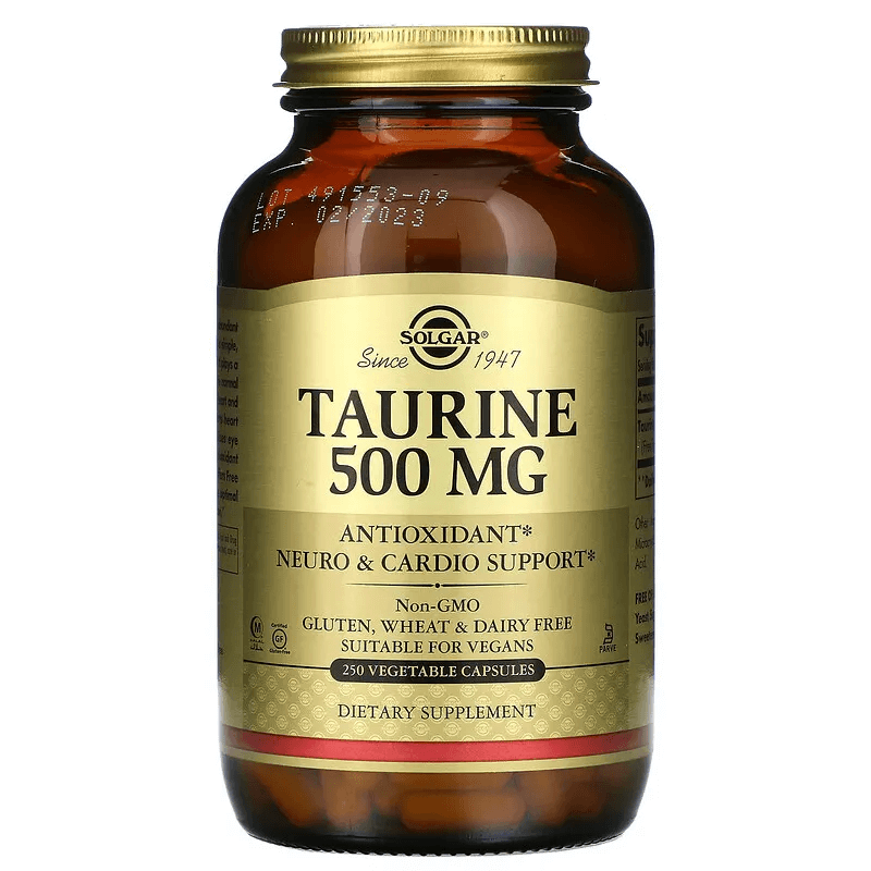 Таурин, 500 мг, 250 растительных капсул, Solgar solgar желатин 250 капсул