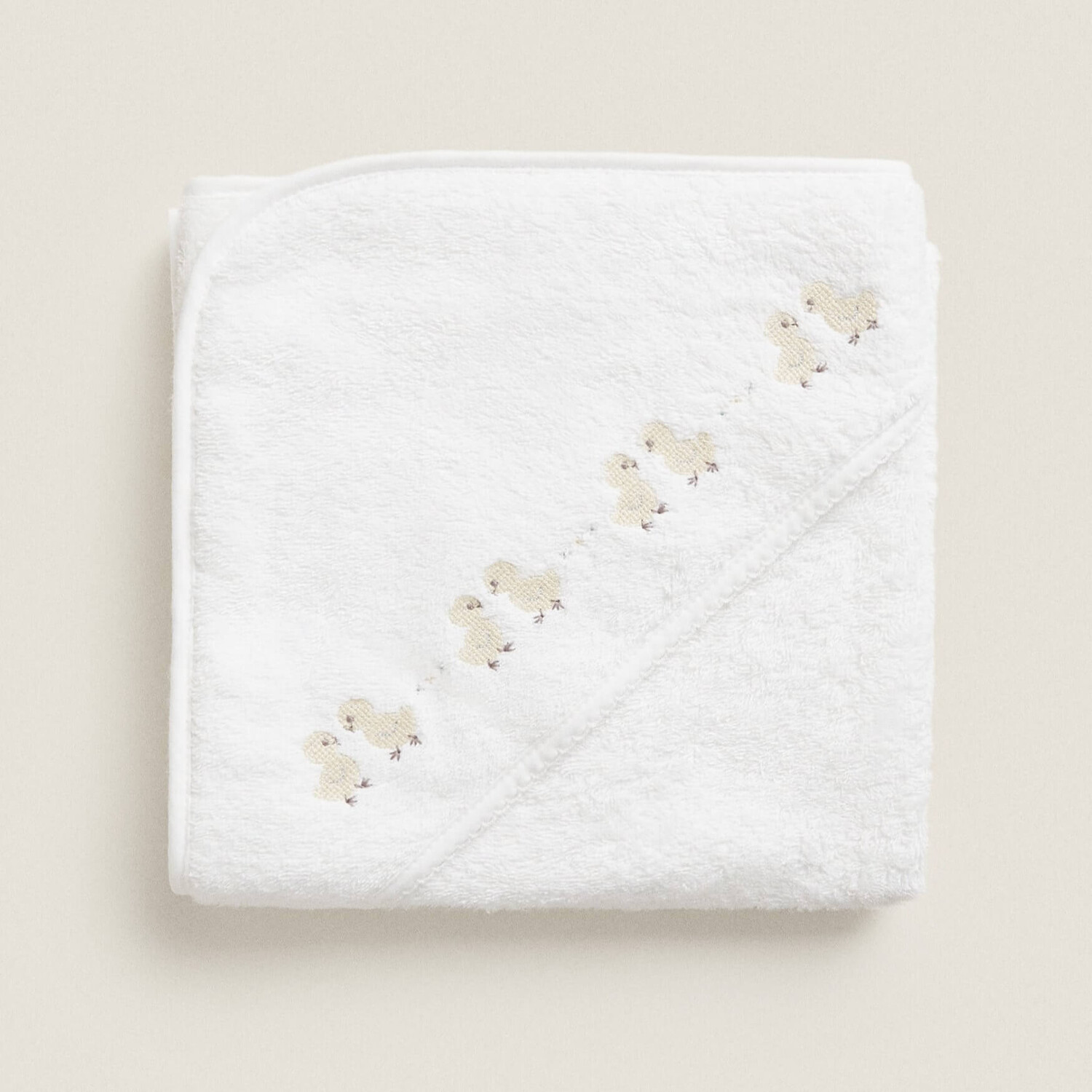 

Полотенце детское с капюшоном Zara Home Duck Cross Stitch, 80х80 см, белый