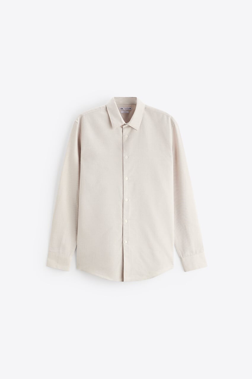 

Рубашка Zara Easy care textured, тёмно-бежевый