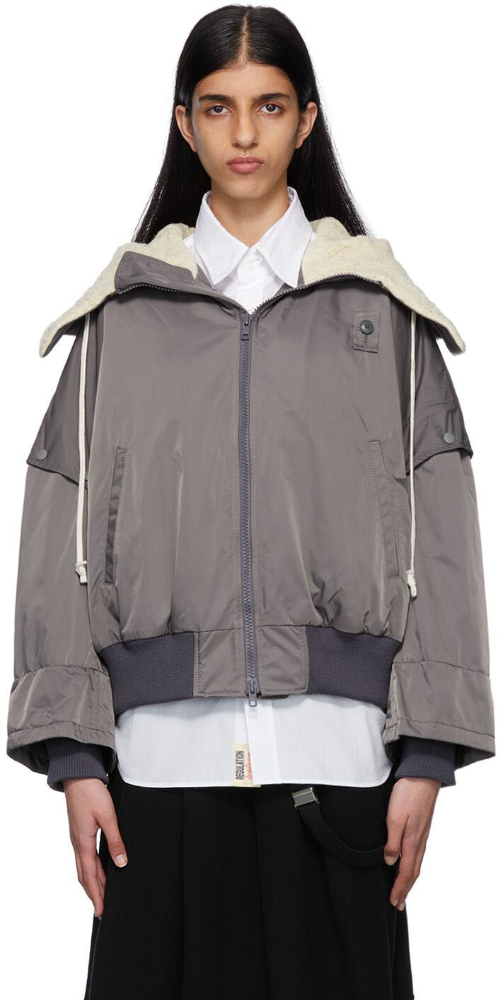 

Серая куртка со съемными рукавами Regulation Yohji Yamamoto, Серый