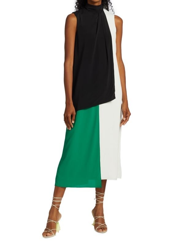 

Платье прямого кроя Halston с цветными блоками easton, черный/зеленый