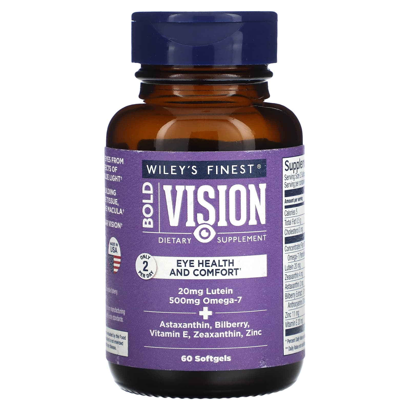 Wiley's Finest Bold Vision профилактическое 550 мг 60 мягких таблеток