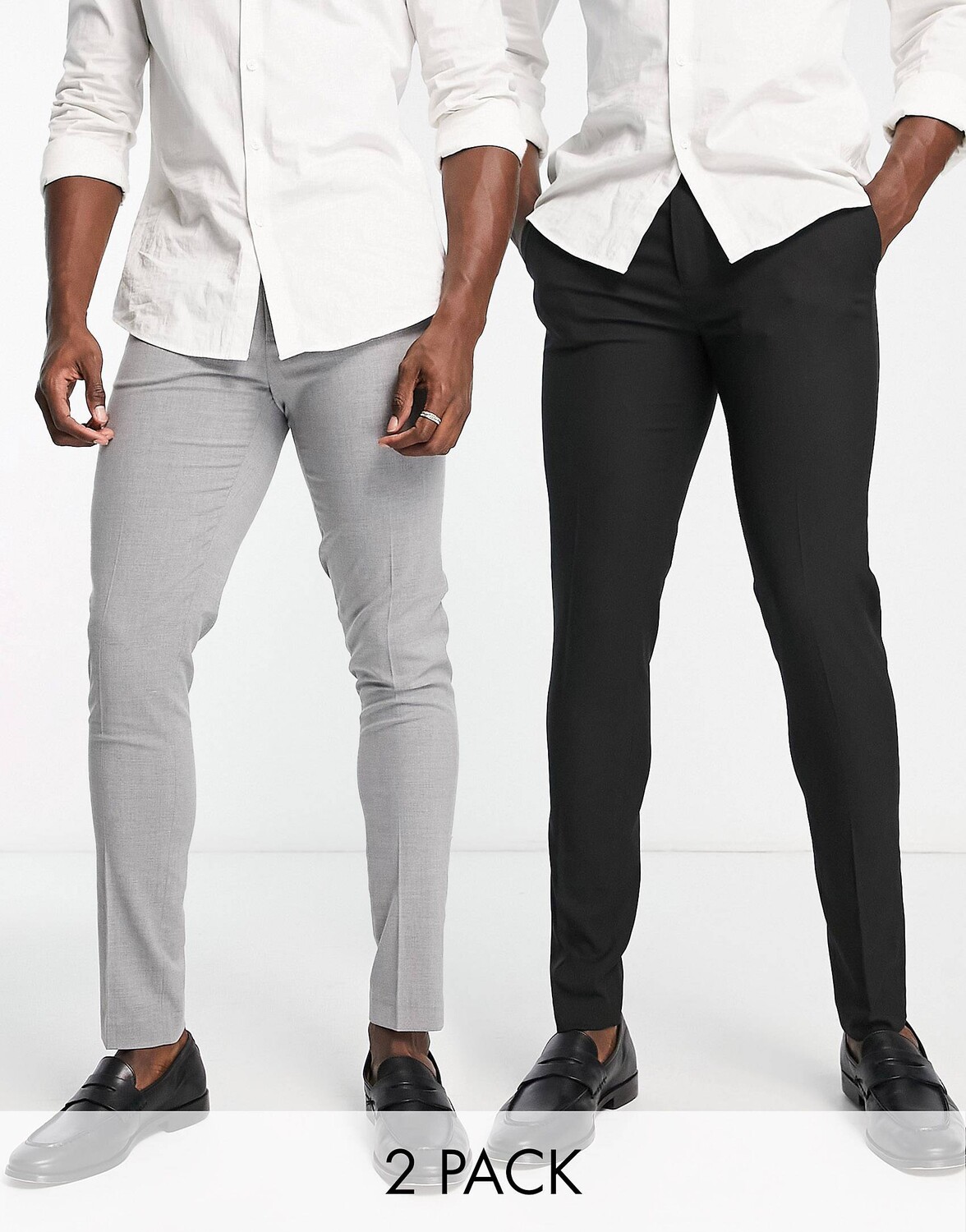 

Черные и серые брюки скинни ASOS DESIGN 2 шт., Черный