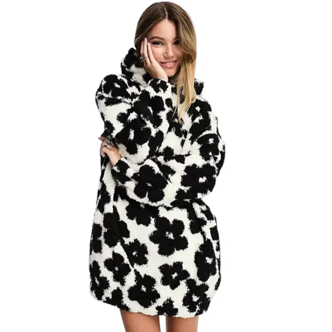 

Платье Asos Design Lounge Cuddle Fleece Oversized, черный/белый