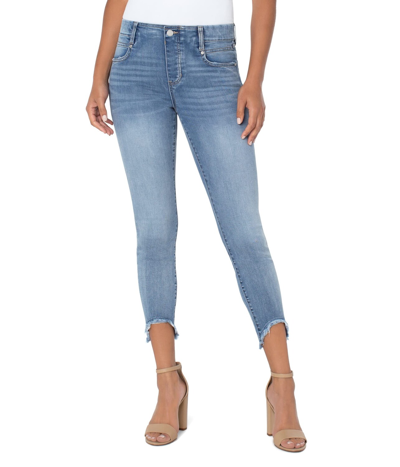 

Джинсы Liverpool, Gia Glider Pull-On Crop Skinny w/ Fray Hem in Sunset Hills