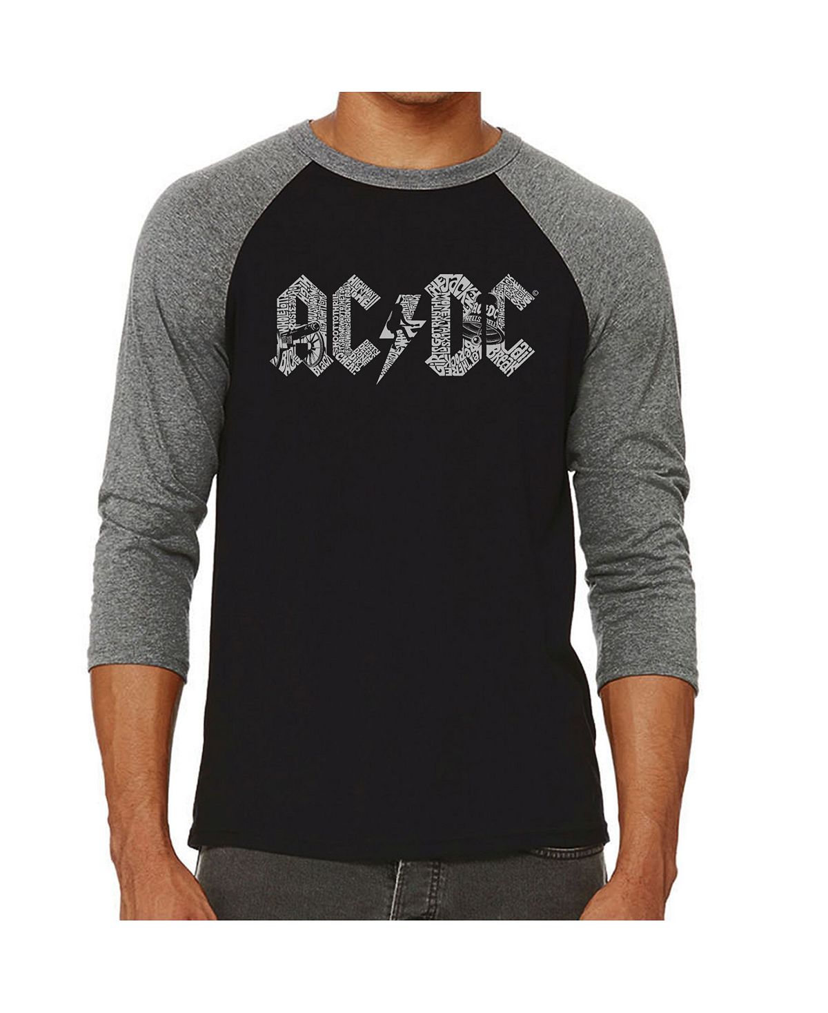 Мужская футболка с регланом ac/dc word art LA Pop Art, серый