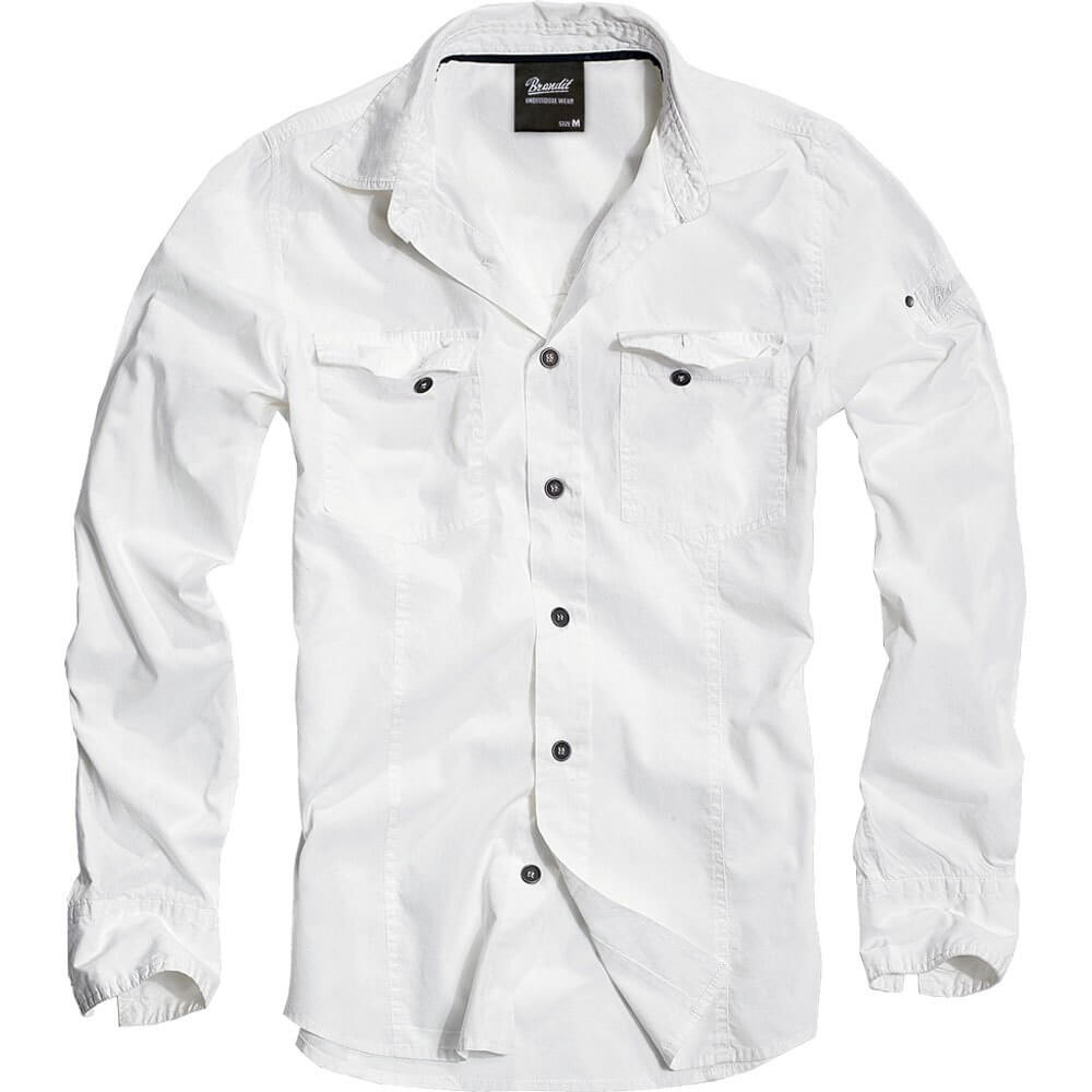 Рубашка с длинным рукавом Brandit Slim, белый цена и фото