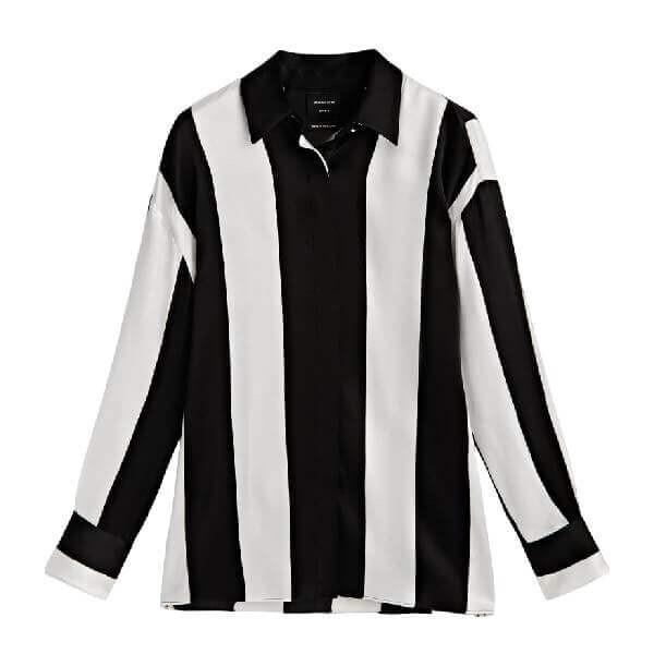 

Рубашка Massimo Dutti Striped Satin Studio, черный/белый