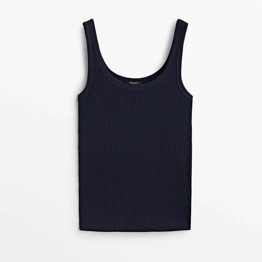 

Топ Massimo Dutti Ribbed Vest, темно-синий