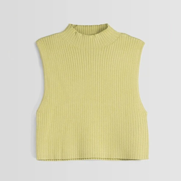 

Вязаный топ с воротником-стойкой Bershka Sleeveless, светло-зеленый