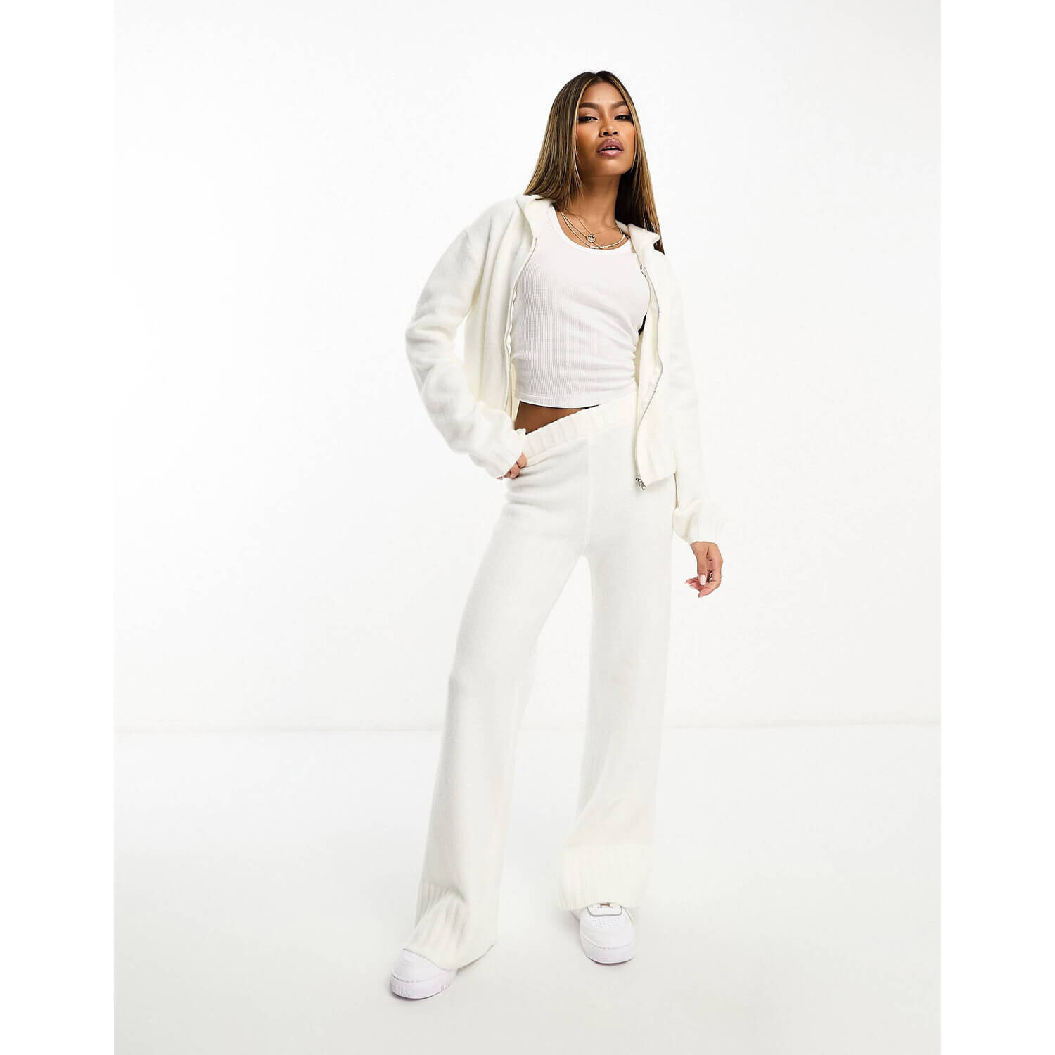 

Брюки Kaiia Knitted Flared Co-Ord, кремовый, Бежевый