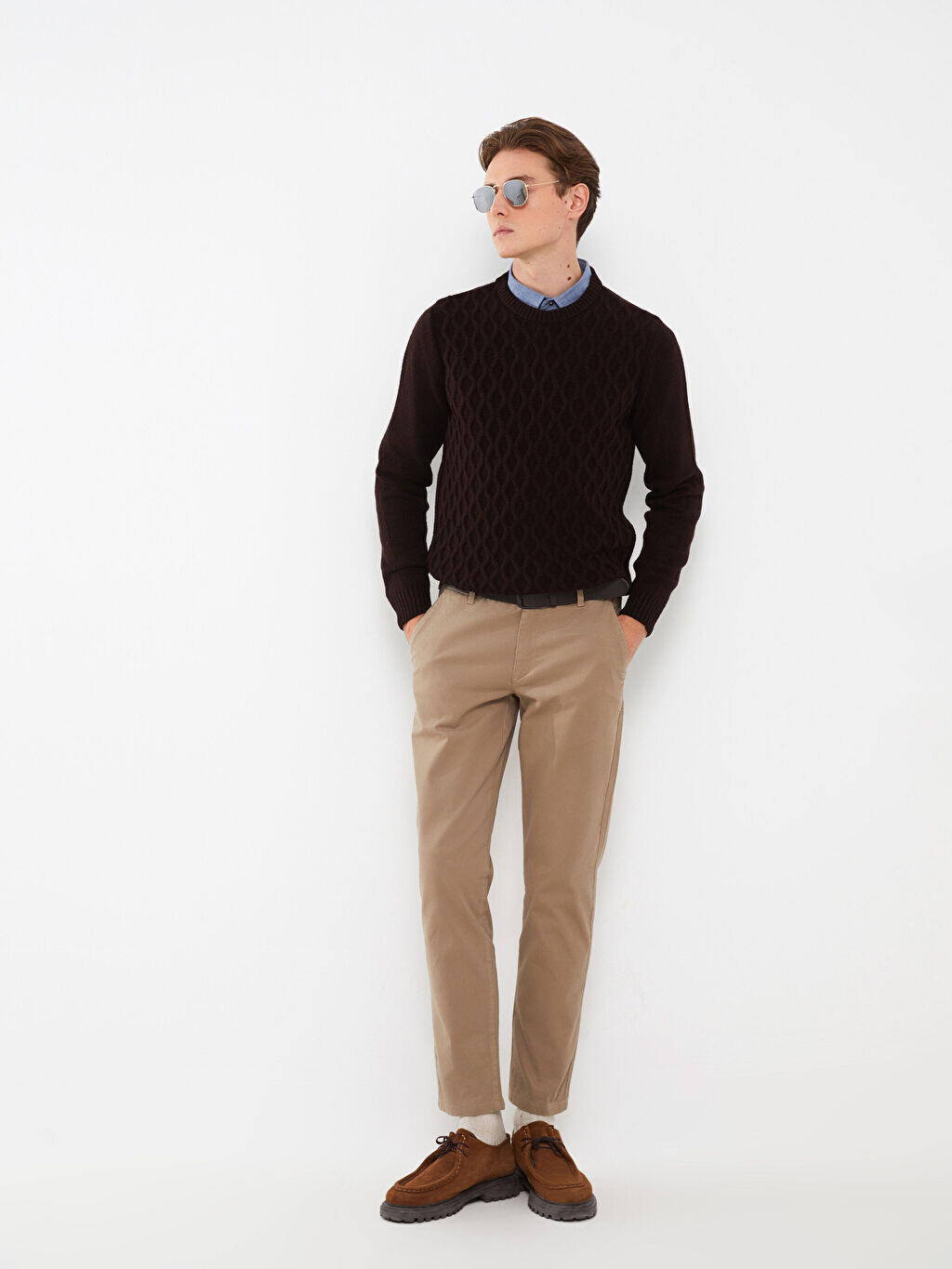 

Мужские брюки чинос Slim Fit из габардина LCWAIKIKI Classic, Коричневый