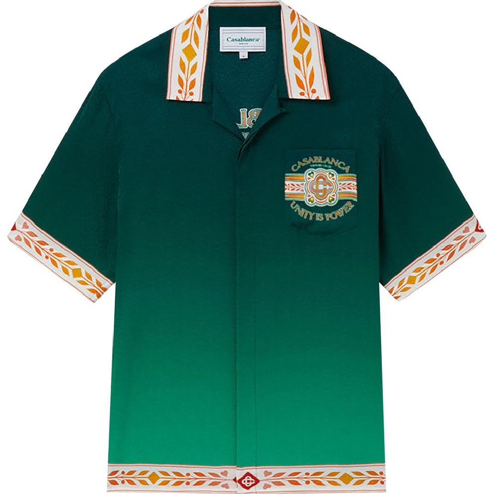 Рубашка Casablanca Cuban Collar Short-Sleeve, зеленый рубашка casablanca cuban collar short sleeve heart monogram gradient разноцветный