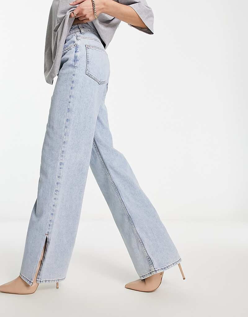 

ASOS DESIGN – Джинсы Dad из легкого материала синего цвета с разрезом