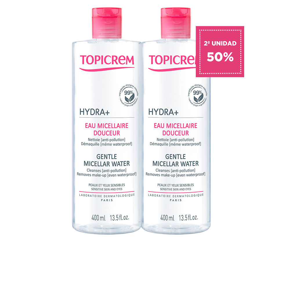 Мицеллярная вода Hydra+ agua micelar suave duo Topicrem, 2 х 400 мл средство для снятия макияжа 3в1 dior hydra life 125 мл