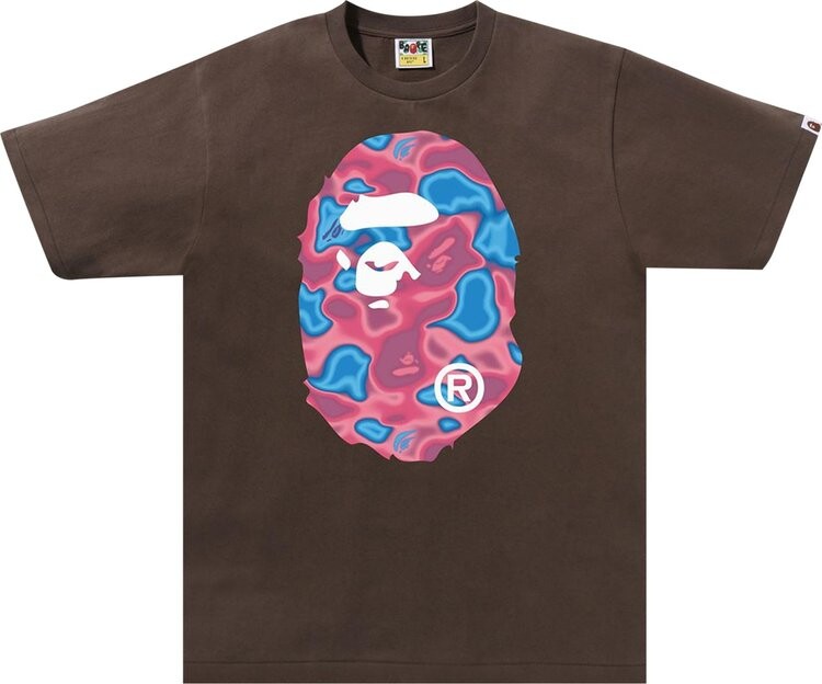 

Футболка BAPE Liquid Camo Big Ape Head 'Brown', коричневый