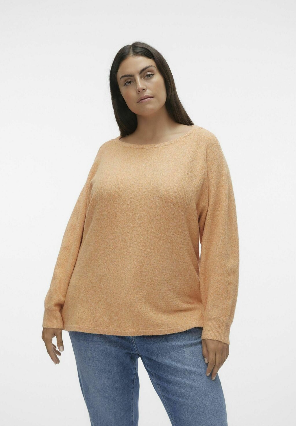 

Свитшот Vero Moda Curve STRICK VMDOFFY LS GA BOO, цвет tangerine