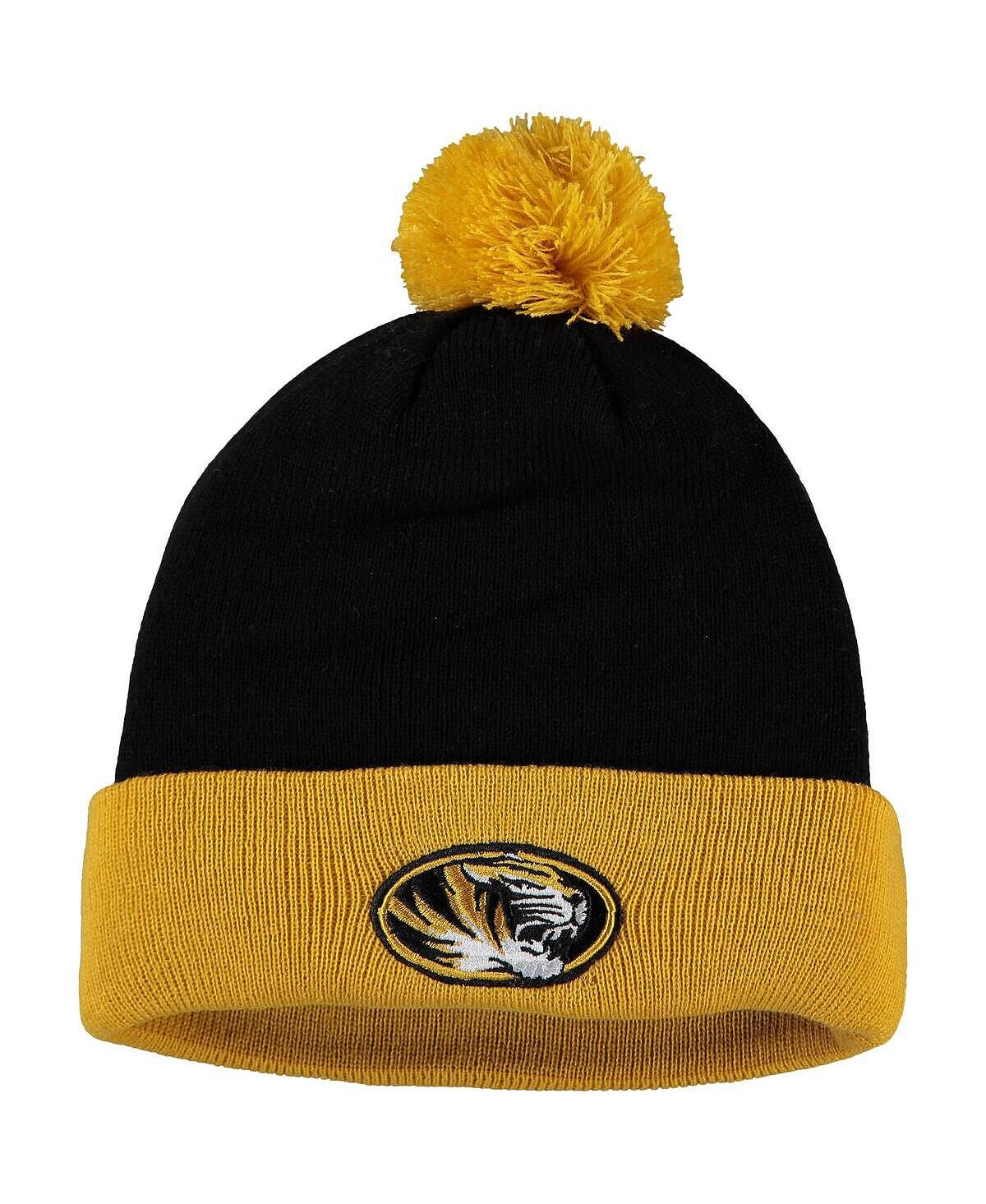 

Мужская черно-золотая двухцветная вязаная шапка Missouri Tigers Core с манжетами и помпоном Top of the World