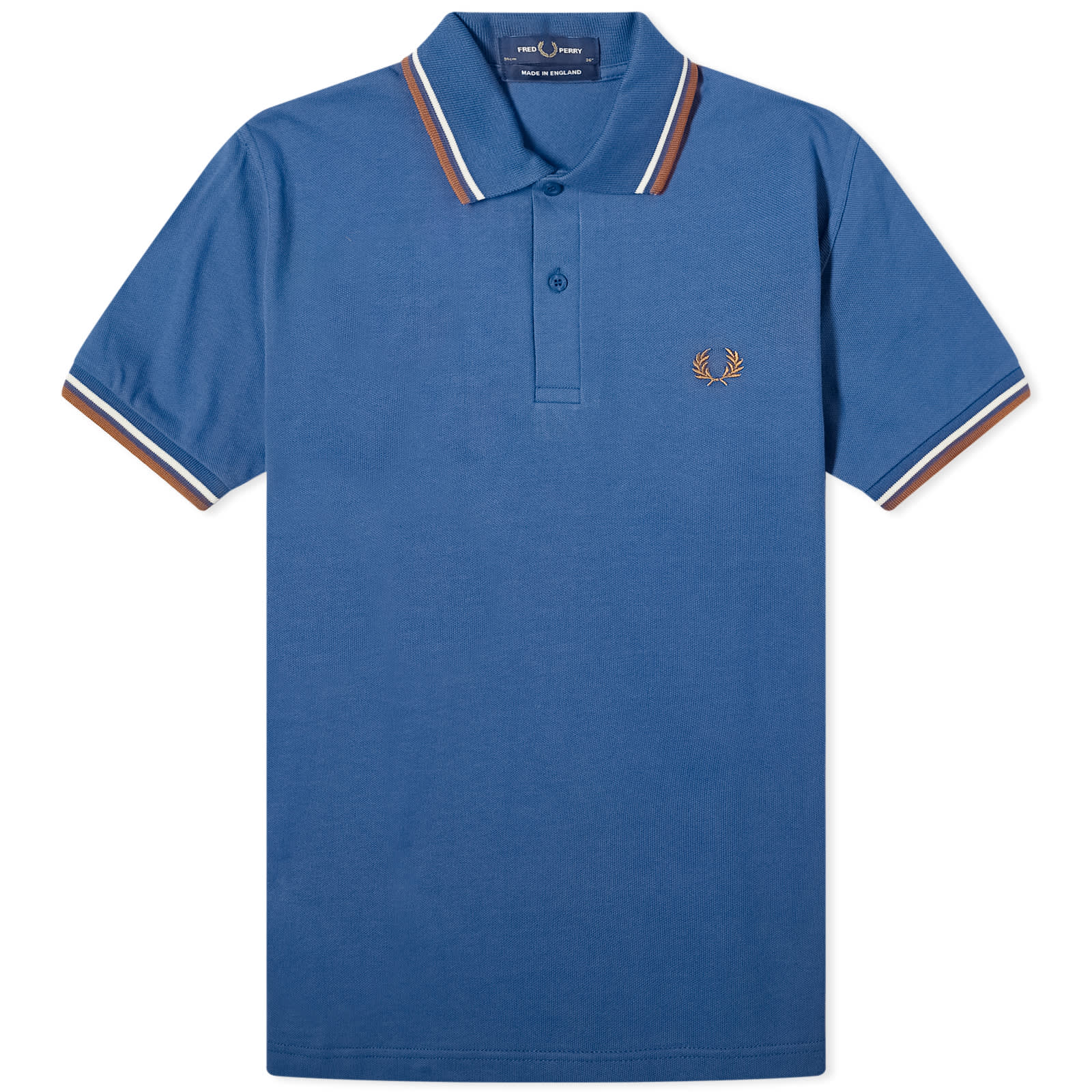 Поло Fred Perry Twin Tipped, цвет Blue, Ecru & Caramel поло fred perry twin tipped цвет snow oat