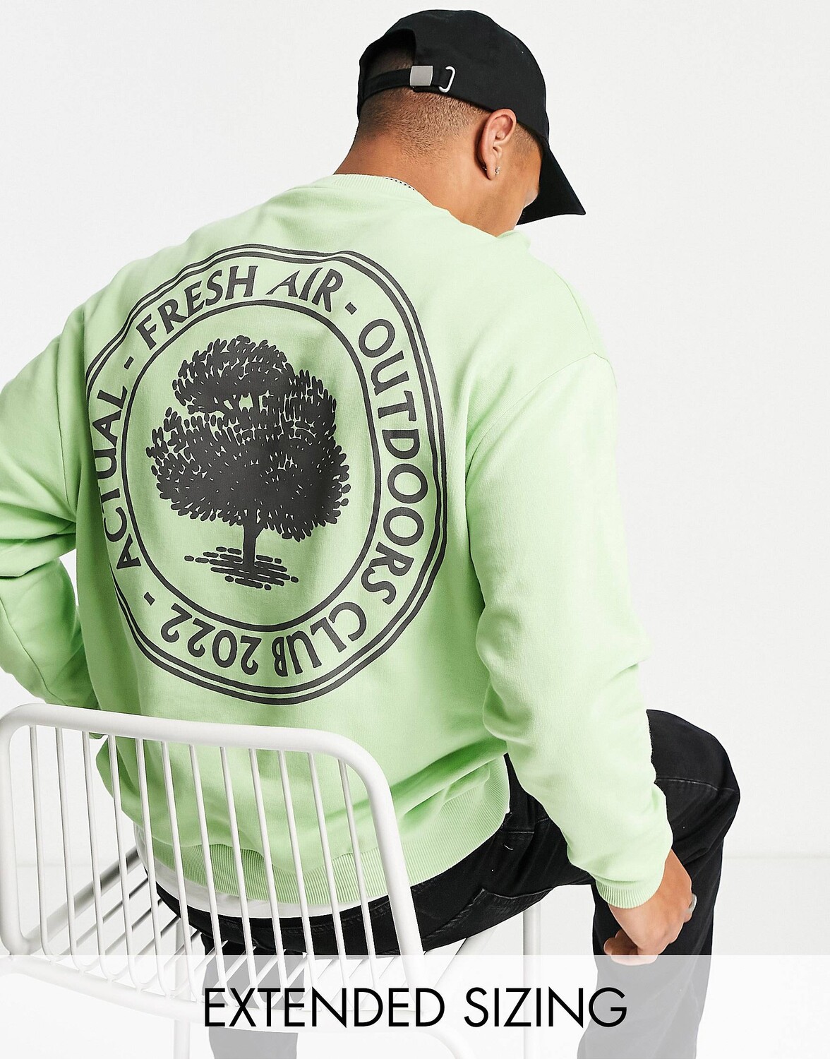 

Зеленая оверсайз-толстовка с принтом Fresh Air ASOS Actual, Зеленый