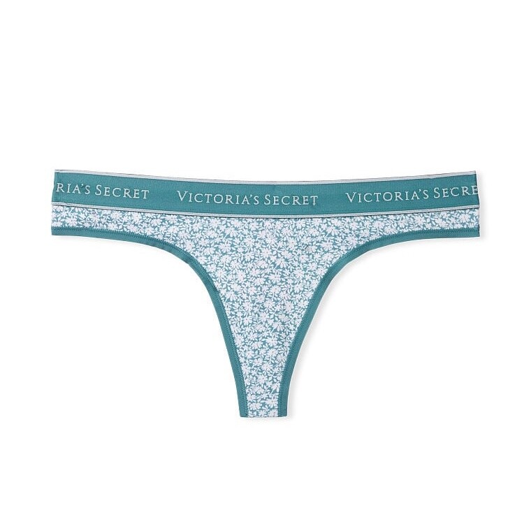 

Стринги Victoria's Secret Logo Cotton Thong Smooth, бирюзовый