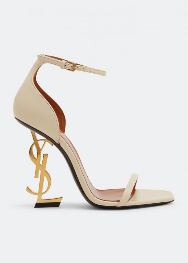 

Босоножки SAINT LAURENT Opyum leather sandals, бежевый