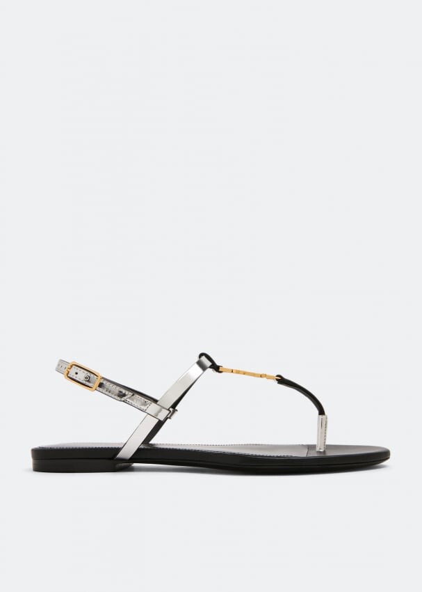 

Сандалии SAINT LAURENT Cassandra flat sandals, серебряный