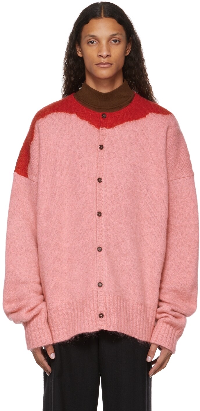

Розовый свободный вареный кардиган Raf Simons