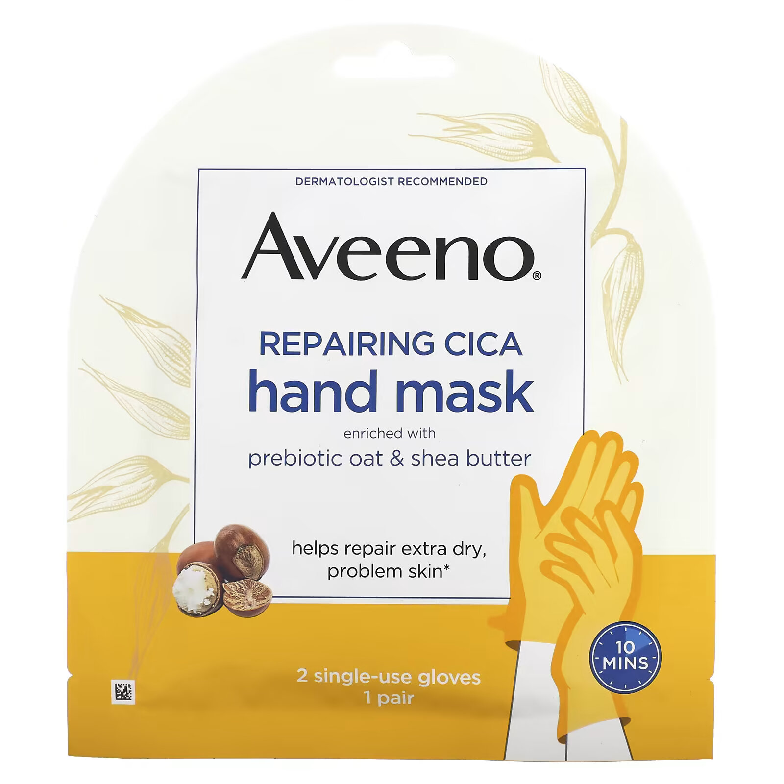 Aveeno, Восстанавливающая маска для рук Cica, 2 одноразовые перчатки cica repair маска для рук 2 перчатки neutrogena