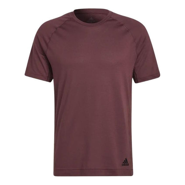 Футболка Adidas Solid Color Small Alphabet Logo Printing Round Neck Short Sleeve Wine Red T-Shirt, Красный