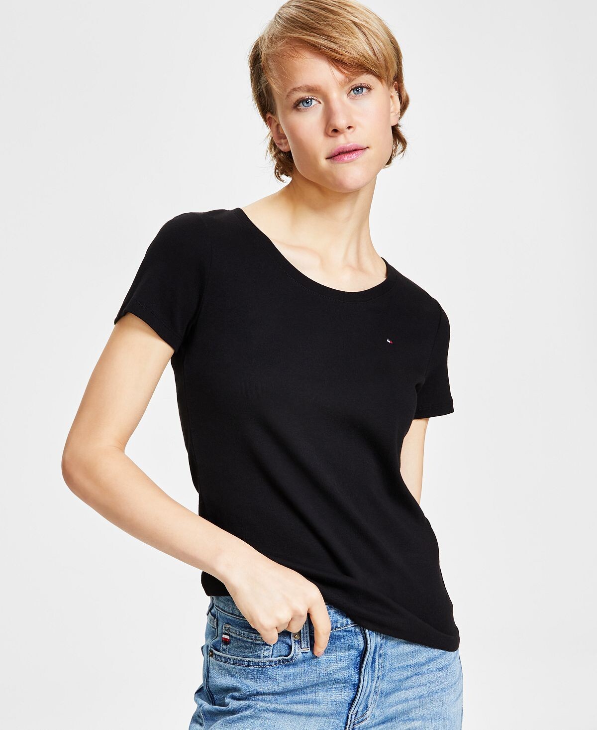 

Хлопковая футболка с круглым вырезом, созданная для macy's Tommy Hilfiger, черный