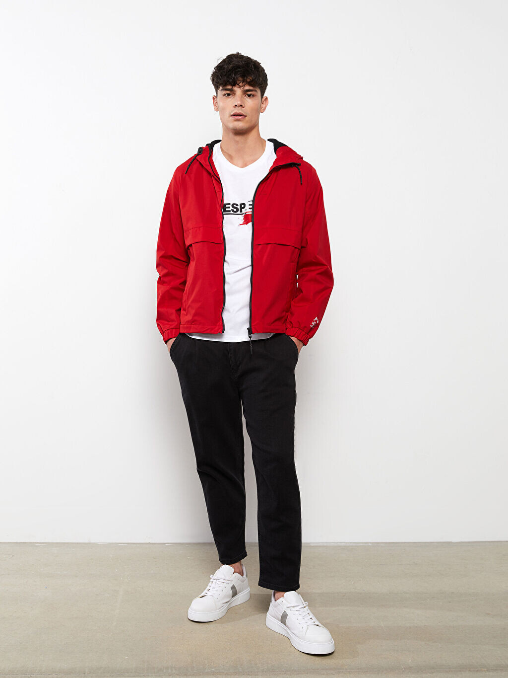 

Тонкий мужской плащ с капюшоном стандартной выкройки LCW Casual