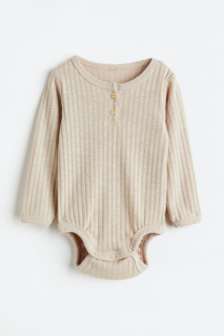 

Боди хенли H&M, бежевый меланж