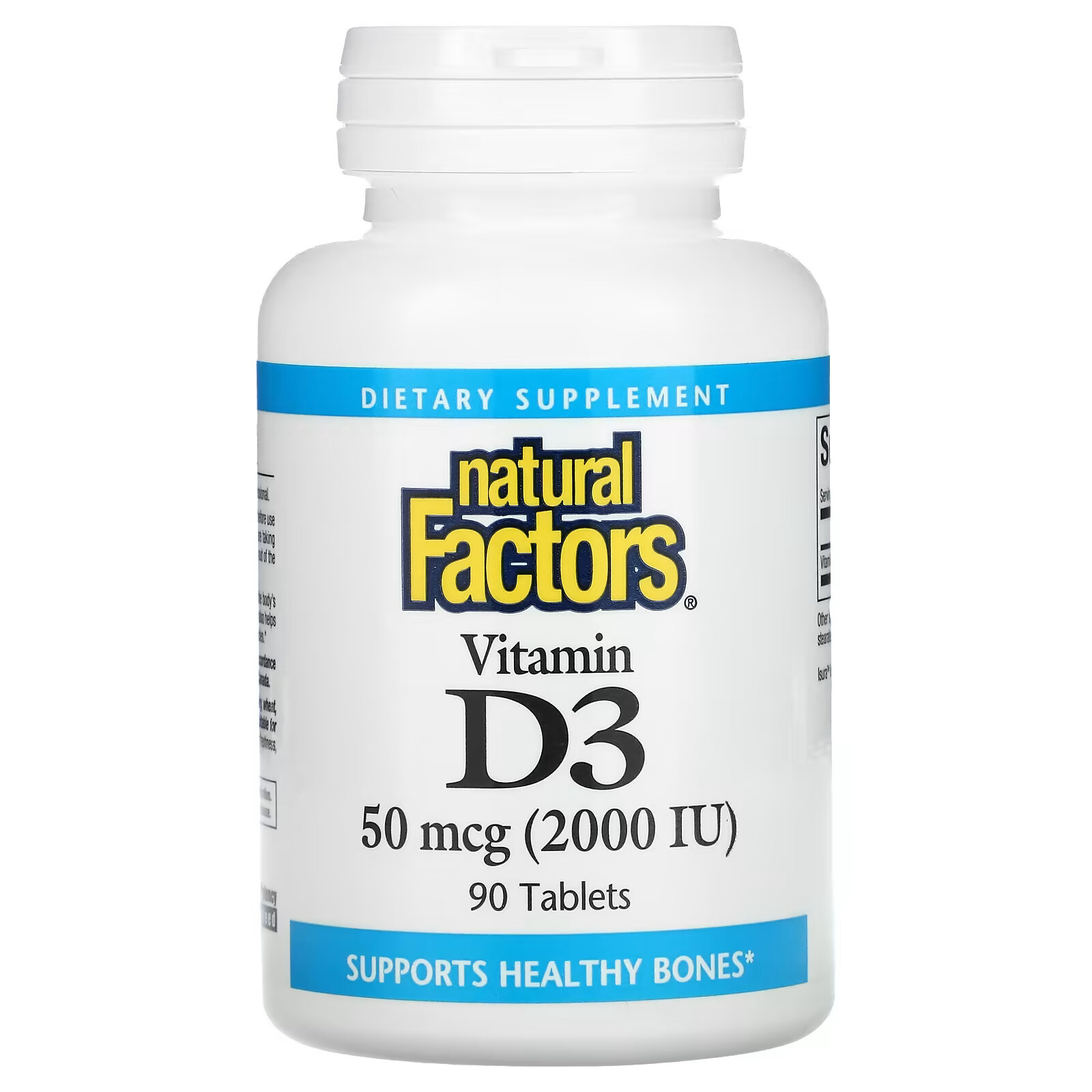 Natural Factors, Витамин D3, 50 мкг (2000 МЕ), 90 таблеток natural factors смесь витаминов витамин e 200 ме 90 мягких таблеток