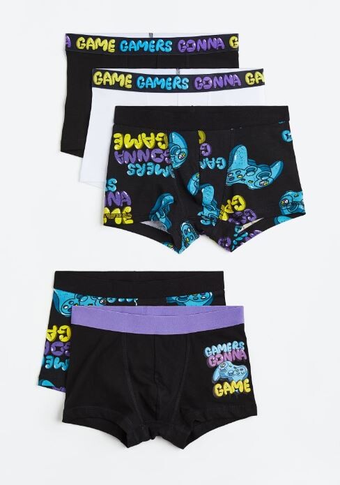 

Комплект боксеров 5 штук H&M Game Boxer set, черный/фиолетовый