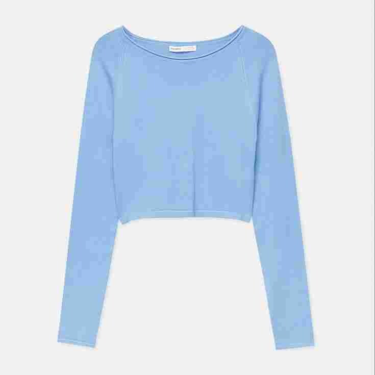 

Джемпер Pull&Bear Cropped, голубой, Синий