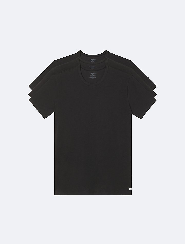 Комплект из 3 хлопковых эластичных футболок с круглым вырезом Calvin Klein, черный