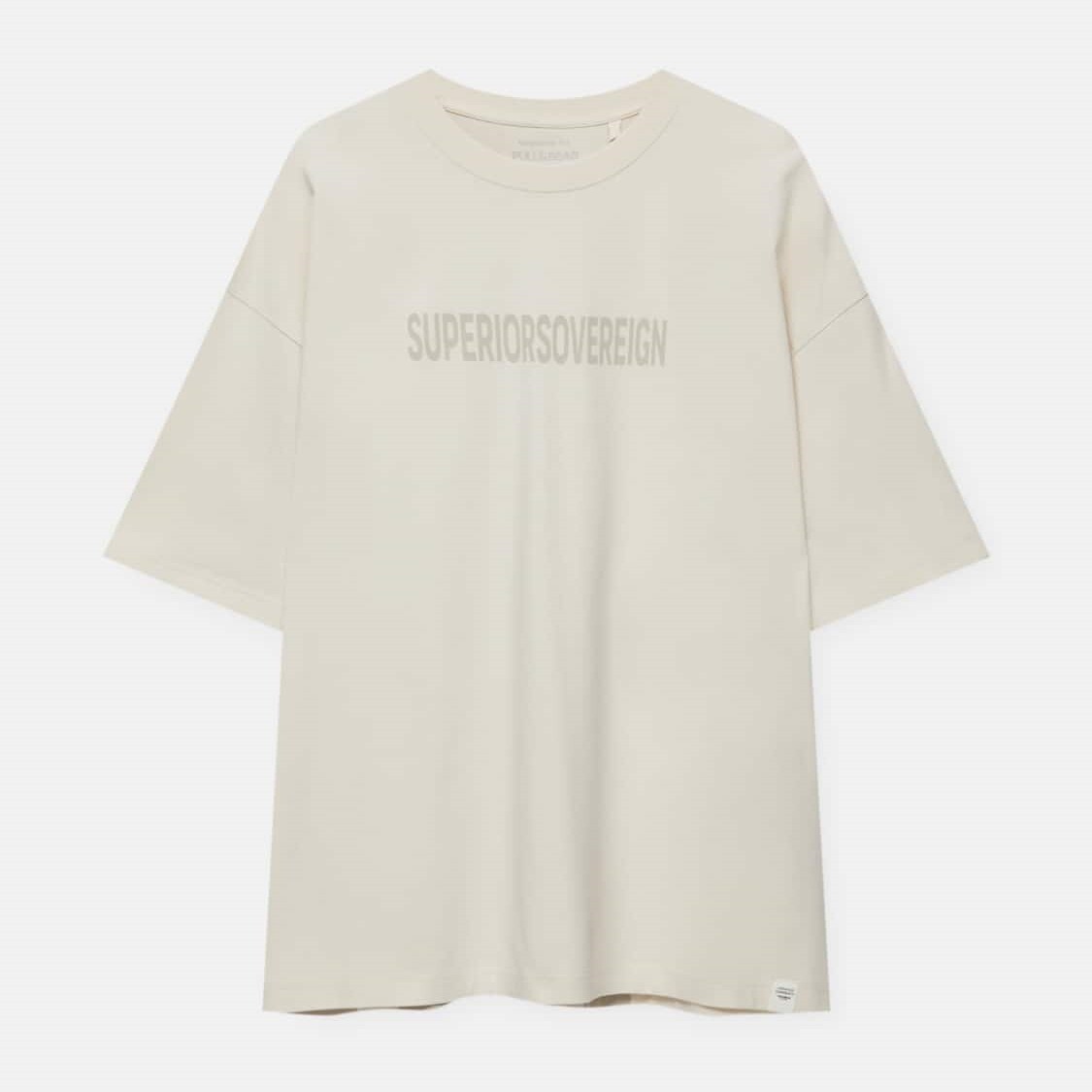 

Футболка Pull&Bear Extra Loose Fit Short Sleeve, кремовый, Бежевый