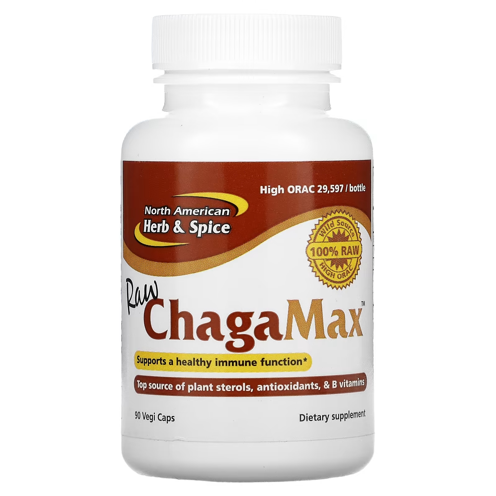 цена North American Herb & Spice Сырой ChagaMax, 90 растительных капсул